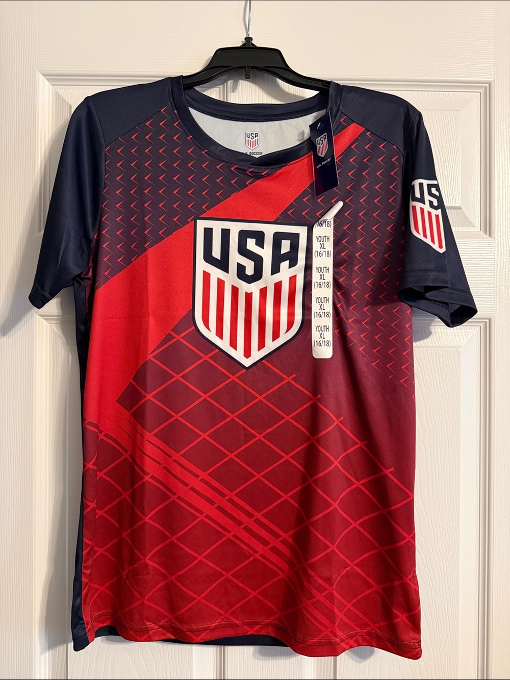 USA Youth Red & Navy Soccer Jersey 16:18 XL
